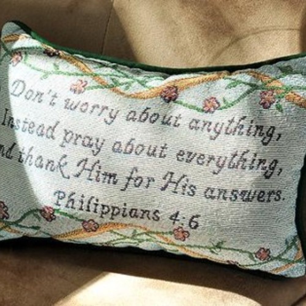 Pray About Everything, Tapestry Word Pillow - NWT